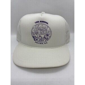 Vintage Peanut Party White Trucker Snapback For Rope  Pelion SC Hat